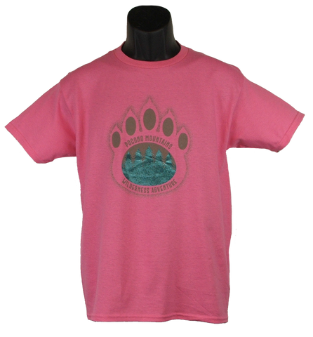 Pocono Mountain Wilderness Adventure Paw Print Souvenir T-Shirt PINK (Youth)