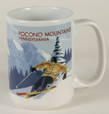 15oz Pocono Mountains Mug with Downhill Skier