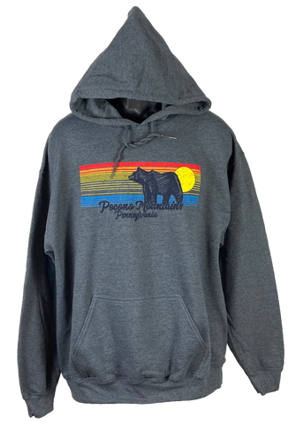 Pocono Mountains Sunset Bear Hooded Sweatshirt
