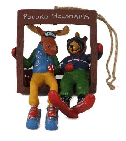 Chairlift Buddies Bear and Moose Ornament
