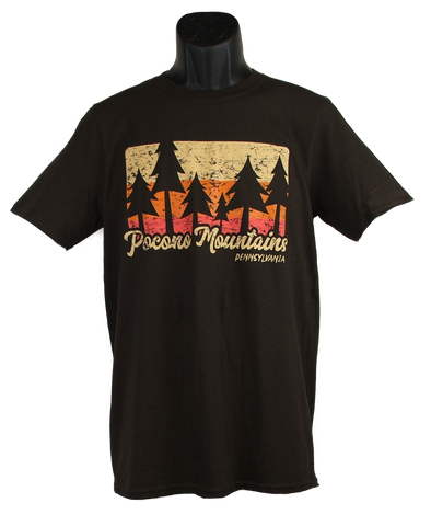 Pocono Mountains Souvenir T-Shirt Pine Trees (Brown)