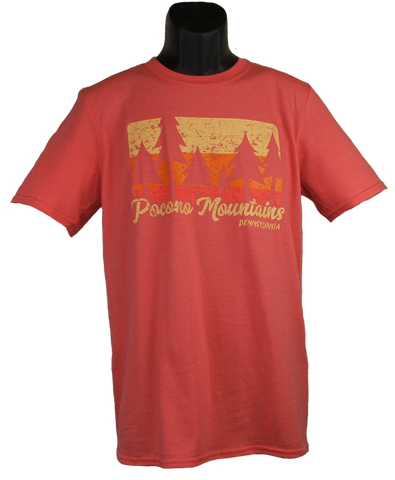 Pocono Mountains Souvenir T-Shirt Pine Trees (Coral)