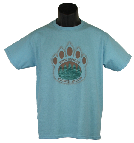 Pocono Mountain Wilderness Adventure Paw Print Souvenir T-Shirt BLUE (Youth)
