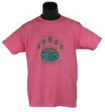 Pocono Mountain Wilderness Adventure Paw Print Souvenir T-Shirt PINK (Youth)